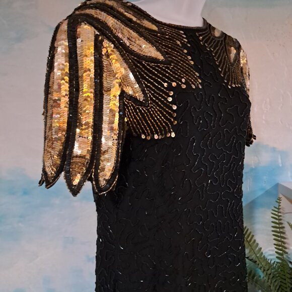 Stenay size 6 vintage sparkly black & gold dress, great condition - Picture 7 of 10